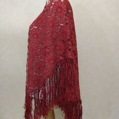 ストール　レッド×花の画像