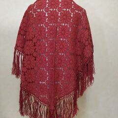 ストール　レッド×花の画像