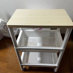 不動技研 キッチンワゴン WTW-3S（ホワイト／3段／キャスター付き）の画像