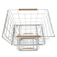 ランドリーラック キャスター付き バスケット 2段 洗濯カゴ 洗濯物入れ 白の画像