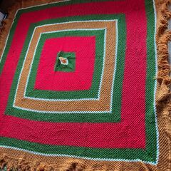 レトロポップ マルチカバー ブランケット こたつカバー 赤 緑 茶の画像