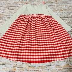 【mou jonjon】先染ギンガムチェックドッキングワンピース　120サイズの画像