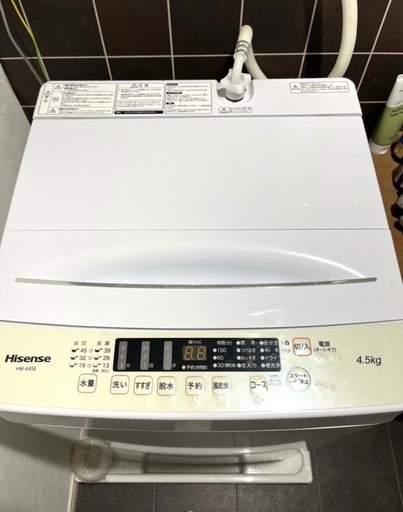 Hisense2021年式 二槽式洗濯機 4.5kg 本体