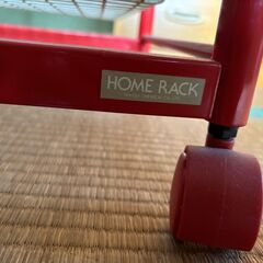 レトロ ワゴン 2段 キャスター付き レッド メタルラック 収納の画像