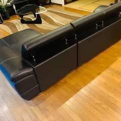 GENERAL SHAPE カウチソファ 4人掛け 革 レザー 本革 ハイバック リクライニング L字 コーナー 極上品　引き取り限定の画像