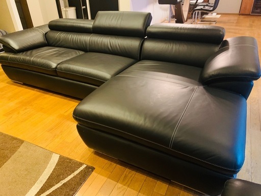 GENERAL SHAPE カウチソファ 4人掛け 革 レザー 本革 ハイバック リクライニング L字 コーナー 極上品　引き取り限定