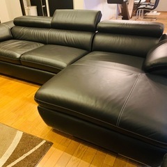 GENERAL SHAPE カウチソファ 4人掛け 革 レザー 本革 ハイバック リクライニング L字 コーナー 極上品　引き取り限定の画像