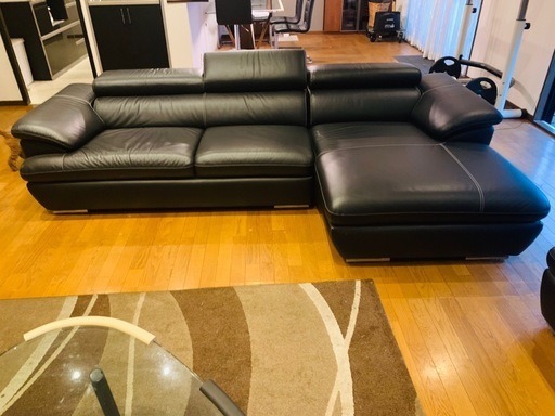 GENERAL SHAPE カウチソファ 4人掛け 革 レザー 本革 ハイバック リクライニング L字 コーナー 極上品　引き取り限定