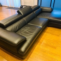 GENERAL SHAPE カウチソファ 4人掛け 革 レザー 本革 ハイバック リクライニング L字 コーナー 極上品　引き取り限定の画像