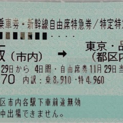 新幹線自由席チケット（東京⇄新大阪）2枚セットの画像