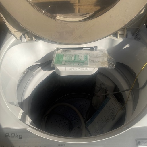 シャープ洗濯機　容量9Kg  風乾燥付　リサイクル券あり