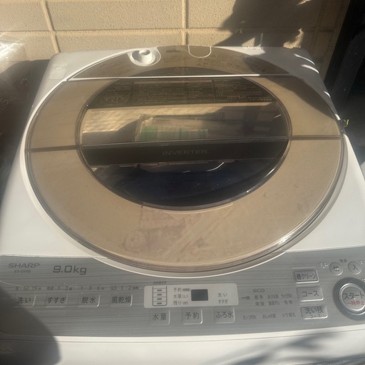 シャープ洗濯機　容量9Kg  風乾燥付　リサイクル券あり