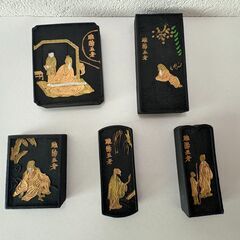 固形墨　古墨　中国仙人　睢陽五老　５本セットの画像