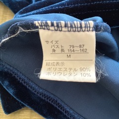 ベルベット風　紺色トップス　袖フリルの画像