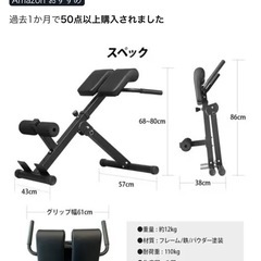 リーディングエッジ バックエクステンションベンチ 折り畳み式 耐荷重110kg 角度調整機能 背筋 側腹筋 腹筋 トレーニング用 LE-HRC ブラックの画像