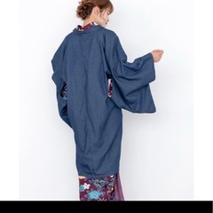 12/5(金)まで　和服の羽織もの レディース 無地 デニム色(インディゴブルー)の画像