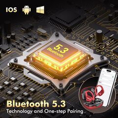 イヤホン bluetooth ワイヤレスイヤホン【2025最新ブルートゥースイヤホン】 Bluetooth 5.3 ENCノイズキャンセリング 最大80時間プレイバック IPX7防水 イヤーフック設計 自動ペアリング LEDディスプレイ 適用 スポーツ/音楽/WEB会議/通勤/通学 (レッド)の画像