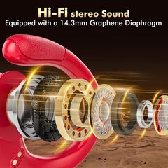 イヤホン bluetooth ワイヤレスイヤホン【2025最新ブルートゥースイヤホン】 Bluetooth 5.3 ENCノイズキャンセリング 最大80時間プレイバック IPX7防水 イヤーフック設計 自動ペアリング LEDディスプレイ 適用 スポーツ/音楽/WEB会議/通勤/通学 (レッド)の画像