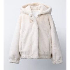 美品フェイクファーフード付きコートZARAの画像