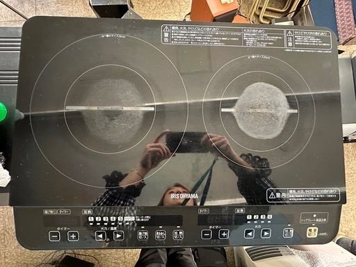 05.二口IHコンロ アイリスオオヤマ ブラック IHK-W1S-B