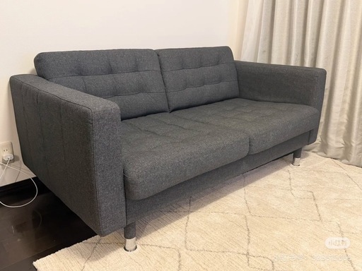 イケア　グレー ファブリック 2人掛けソファ