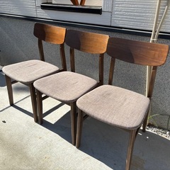 ニトリ ダイニングチェア 3脚セット（ミドルブラウン/グレー）の画像