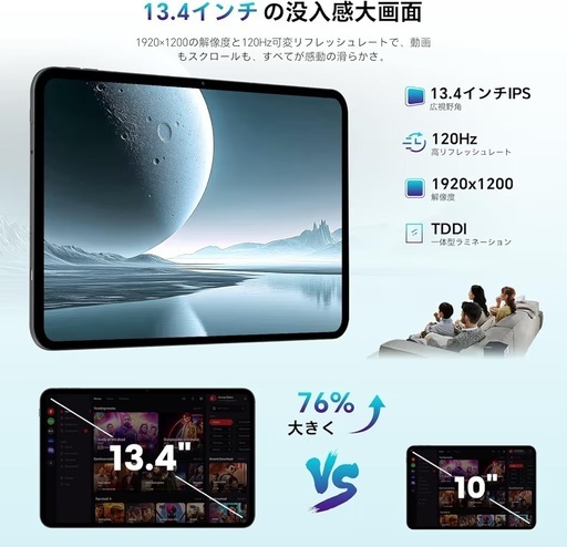 ODEA タブレット15 13インチ 120Hz 高リフレッシュレート 大画面