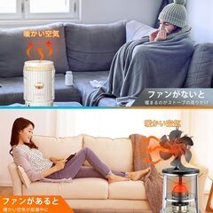 ストーブファン 6つブレード エコファン 火力熱炉ファン 電源不要 静音 省エネの画像