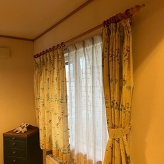 カーテン カーテンレール 木製 190cm カントリー 花柄 ボタニカルの画像