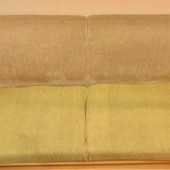 3人掛けソファ（幅180cm）／木製フレーム／ブラウン×グリーンの画像