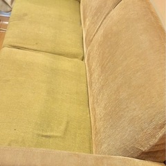 3人掛けソファ（幅180cm）／木製フレーム／ブラウン×グリーンの画像