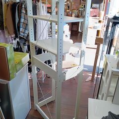 キッチンマルチラック　冷蔵庫上ラック　収納　棚高さ調節可　アイボリー　木目調　サイズ（約）幅60×奥41×高180　　■近隣配送無料 買取GO‼　栄和店の画像