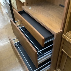 レンジボード 2枚扉 3段 ブラウンの画像