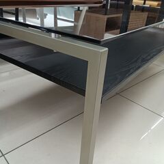 ★リユースのサカイ日立店★HJ8369 NITORI ガラステーブル ブラック H40.5×D55×W110 クリーニング済み の画像