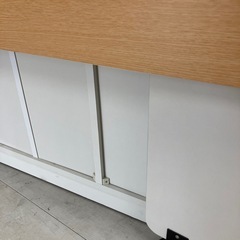 キッチンカウンターキャスター付き　ホワイト×ナチュラル【トレファク堺福田店】の画像