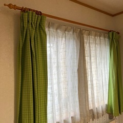 カーテン カーテンレール 木製190cmの画像