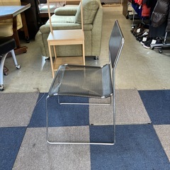 A2511-349 Niels Jorgen Haugesen 1977年 X-ライン チェア① hommage版 北欧風 スチールフレーム メッシュ素材 ブラック サビ、キズ汚れ有りの画像