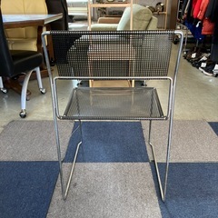 A2511-349 Niels Jorgen Haugesen 1977年 X-ライン チェア① hommage版 北欧風 スチールフレーム メッシュ素材 ブラック サビ、キズ汚れ有りの画像