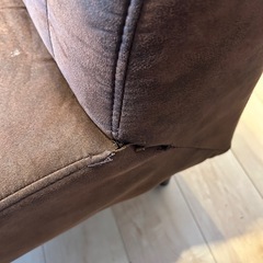 マナベインテリア L字コーナーソファ ダークブラウン スエード調の画像