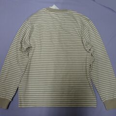 ( E-48 )UNIQLO ユニクロ エアリズムコットン ボーダーTシャツ 長袖 Sサイズ ベージュ 未使用 長期保管品 341-473057の画像