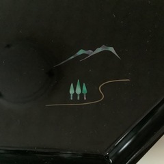 伝統工芸 漆芸 八角形　干菓子器 螺鈿　山水　黒　トレー　お盆　茶器 茶道具の画像