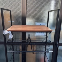 ランドリーラック ブラック×ブラウンの画像