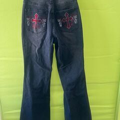 ROMWE ブラックジーンズ　フレアパンツ　XS S_307の画像