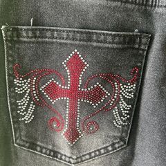 ROMWE ブラックジーンズ　フレアパンツ　XS S_307の画像