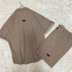 【新品】ベージュ　半袖シャツ×ハーフパンツ　セットアップ　XXLの画像