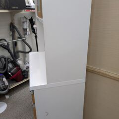 【お買い得】キッチンボード クラフトコガ ダイニングボード レンジボード 食器棚 スライド扉 上段モイス加工付き 高さ180.5cm 幅89.5cm：ナチュラル/ホワイトの画像