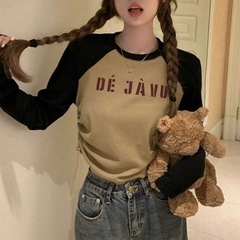 【新品】　y2k　ストリート　ドロストラグランショート丈長袖トップス　カジュアルの画像