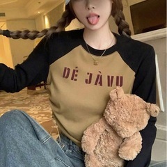 【新品】　y2k　ストリート　ドロストラグランショート丈長袖トップス　カジュアルの画像