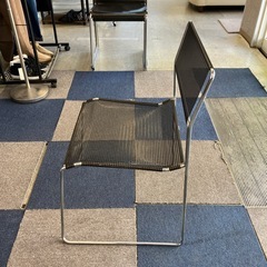 A2511-350　Niels Jorgen Haugesen 1977年 X-ライン チェア② hommage版 北欧風 スチールフレーム メッシュ素材 ブラック サビ、キズ汚れ有りの画像