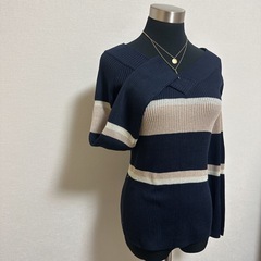 【新品】　VANITY FACE　2way　Vネックボーダーリブニットトップスの画像